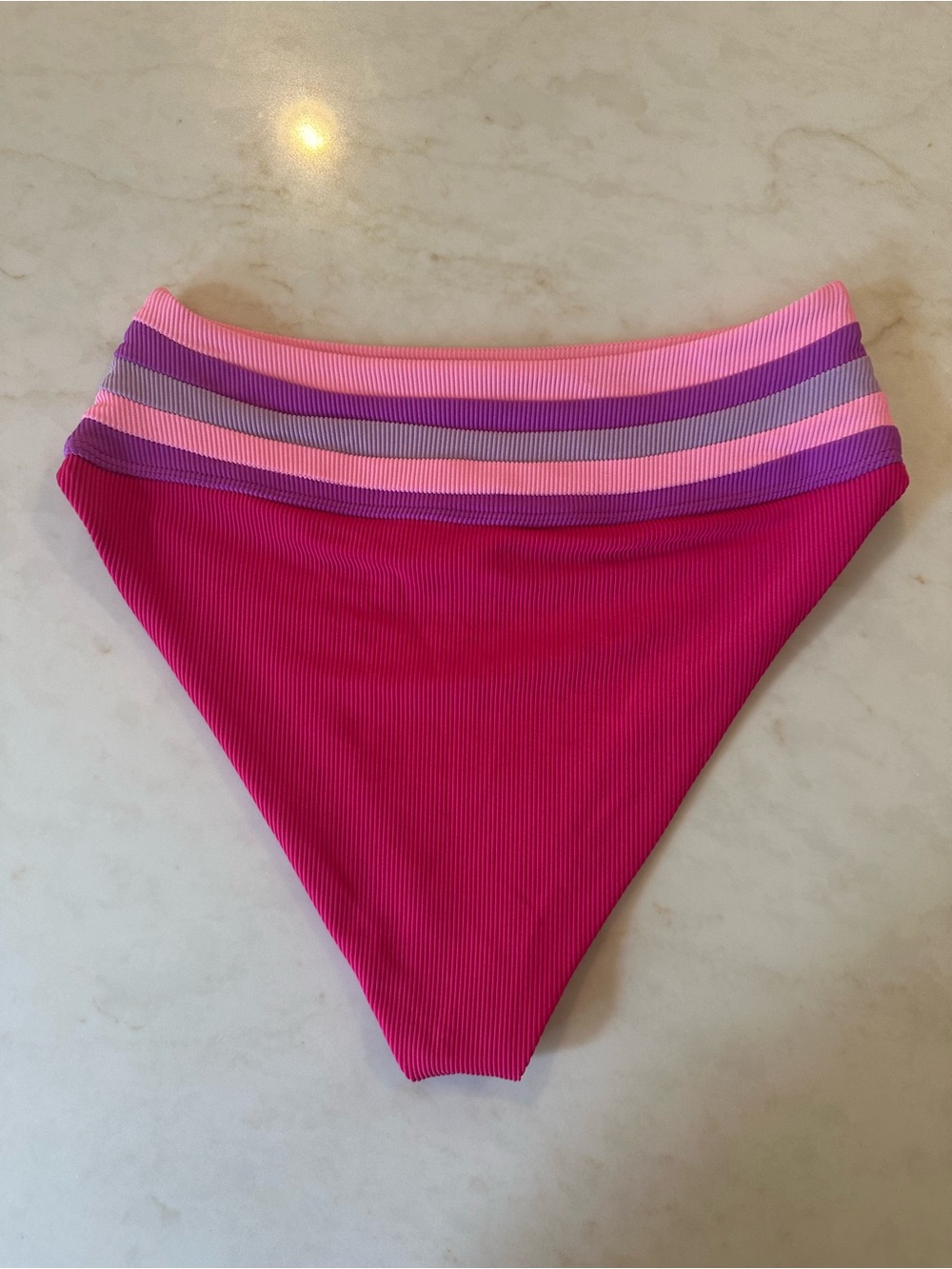 New! Beach Riot Millie High-Waist Bikini Bottom Raspberry Colorblock 3415 - Picture 8 of 10